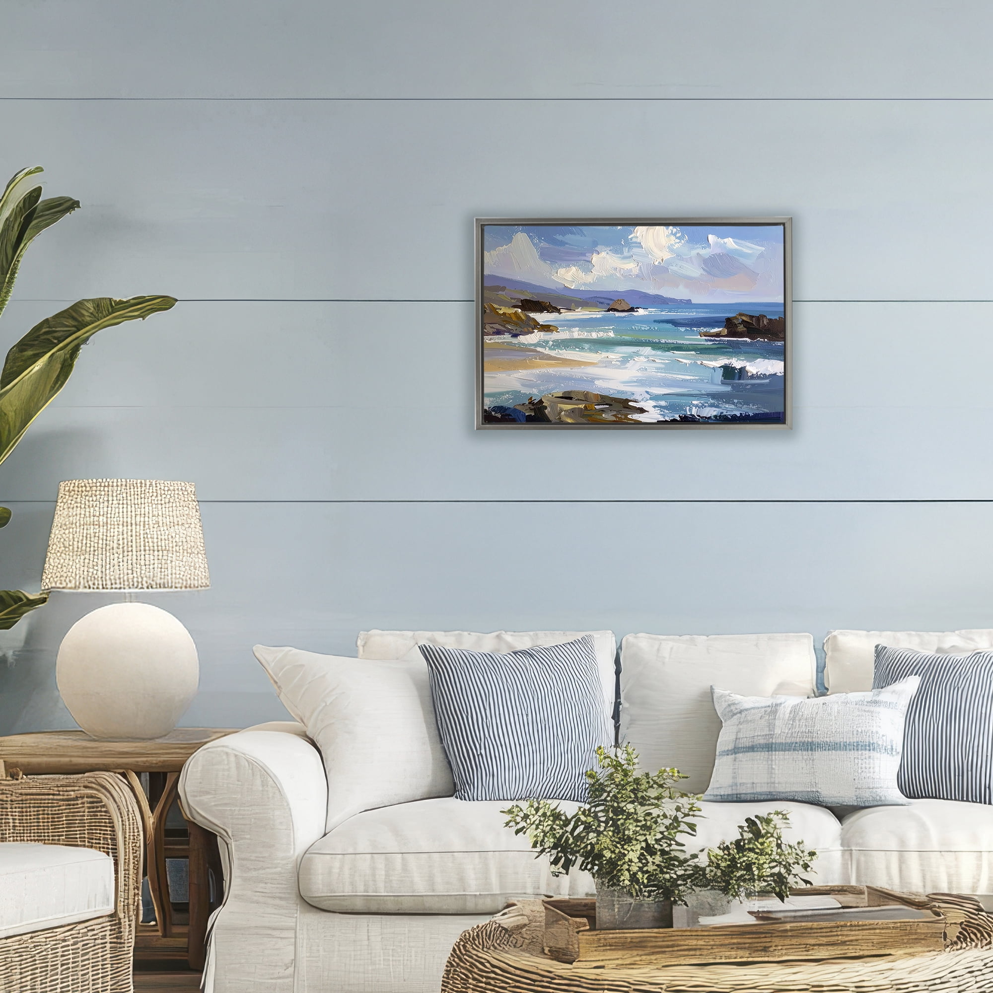 Stupell Industries From Sky To Sea Gray Framed Floater Canvas Wall Art, design by Alonza Saunders
