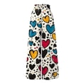 thumbnail image 5 of WTOBBY Women's Valentine's Day Print High Waist Wide Leg Palazzo Pants Casual Flowy with Pocket,Beach Trousers Ideal for Summer Parties, Wedding Events and Special Romantic Occasions,Khaki L, 5 of 5