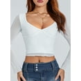 thumbnail image 6 of Lamuusaa Women's Sweetheart Neck Cropped Tops Solid Color  Long Sleeve Shirts Streetwear, 6 of 9