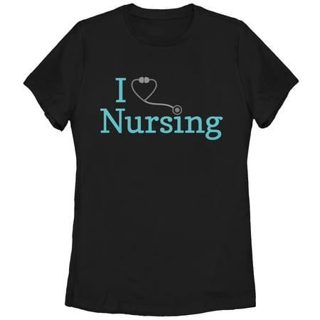 

Women s CHIN UP I Love Nursing Stethoscope Graphic Tee Black Large
