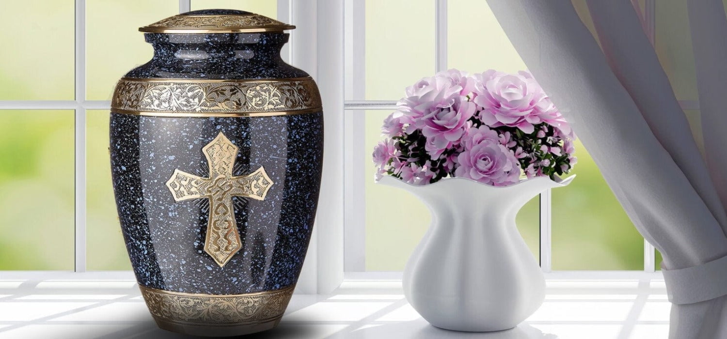 Extra Large Black Cross Urns for Cremation Ashes Large Urn XL or Small Keepsake Urns for Adult Cremation Ashes & Urns for Human Ashes for Home or Burial Cremation Urns