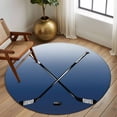 thumbnail image 3 of Navy Blue Ice Hockey Round Rugs 7ft, Winter Sports Ball Games Ombre Non Slip Washable Rug Runner, Low Pile Indoor Floor Carpet Mat Bathroom Rugs for Living Room, Bedroom, Kids Room, 3 of 9