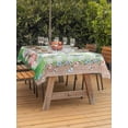 thumbnail image 2 of Outdoor Tablecloth with Umbrella Hole and Zipper, Easter Rectangle Table Cloth 60x120 Inch Waterproof Tablecloth, Spring Rabbit Botanical Flowers Eggs Plaid Picnic Table Cover for Patio Camping, 2 of 7