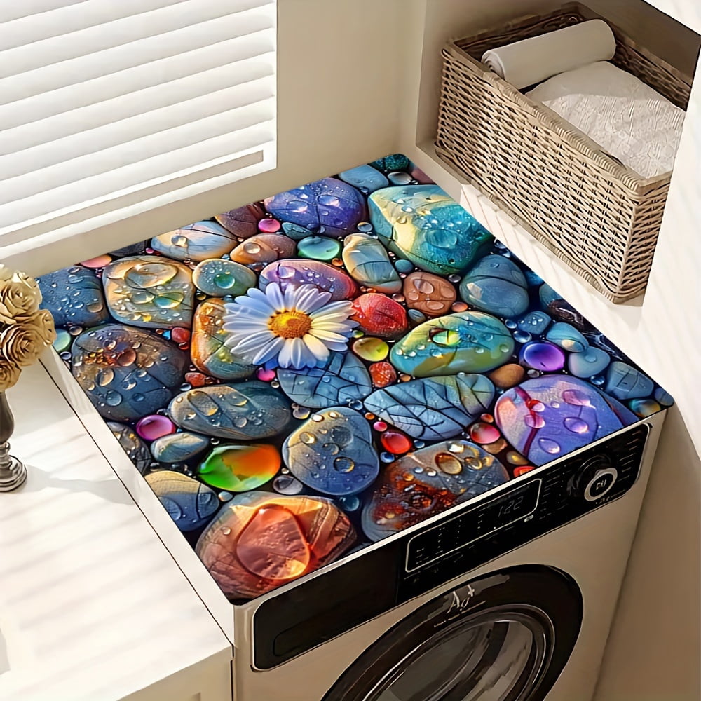 1pc 20in×24in/24in×24in, Colored Stones Pattern, Washer And Dryer Top Protection Mat, Washing Machine Dust Cover Mat, Kitchen Accessories, Non-Slip, For Laundry Bathroom Home Decor, Room Decor