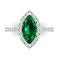 thumbnail image 2 of 2.38ct marquise cut green emerald 18k white gold halo Bridal Wedding Engagement Promise Anniversary Ring for Women size 5.25, 2 of 7