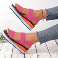 thumbnail image 4 of oqasdz Womens Sandals Ladies Fashion Solid Color Beach Shoes Nesh Elastic Band Wedge Sandals Trendy Versatile Casual Summer, 4 of 7