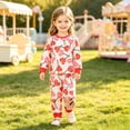 thumbnail image 2 of Pandaie Kids Girls Fall Outfits 1-8T Cartoon Print Long Sleeve Crewneck Sweatshirt Top + Sweatpant 2 Piece Loungewear Set Orange,1-2 Years, 2 of 4