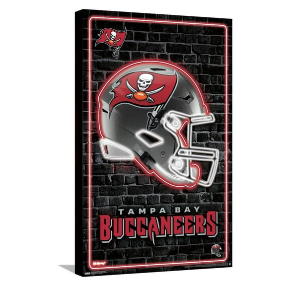 NFL Tampa Bay Buccaneers - Neon Helmet 23 Canvas Wall Poster, 14.725" x 22.375"