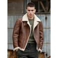 thumbnail image 4 of 2024 New Winter Fashion Men's Short Coat Natural Real Leather Jacket for Male Sheepskin Lambskin Shearling Wool Liner Brown Plus Size for over weight 100kgs,Brown,62, 4 of 14