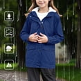 thumbnail image 2 of Mercatoo Teen Girls Fl𝐞ece-Lined Rain Jackets Zip up Buttons 𝐇ooded Raincoat Fall Winter Windbreker Warm Outwear with Pockets, 2 of 8