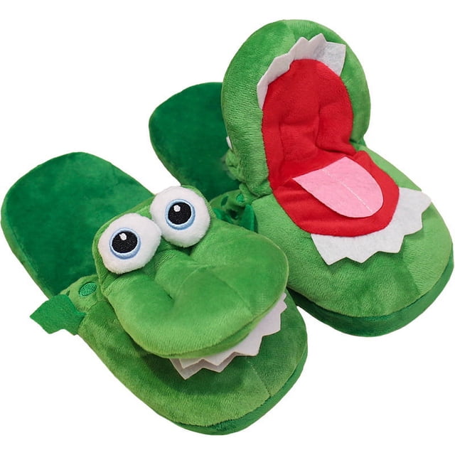 Pantuflas de algodón de felpa de cocodrilo que pueden bailar y abrir la boca. Pantuflas creativas y divertidas, de unos 25,5 cm de largo.