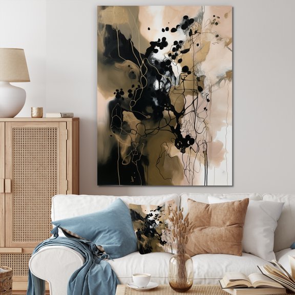 Designart "Black Chaos IV" Abstract Canvas Wall Art