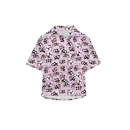 

Pedort Boys Button-Down Shirts Boys Cotton Linen Shirts Summer Toddler Button Down Shirt Short Sleeve Beach Hawaii Casual Solid Tops Pink 150