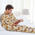 thumbnail image 6 of Fuzoiu Hot Dog 7 Print Men's Long-Sleeved Pajama,Lounge Button Down Nightwear,Mens Notch Collar Pajama Set -Large, 6 of 7
