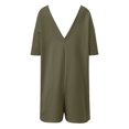 thumbnail image 6 of Laqbezok Women's Off-The-Shoulder Romper, Loose Casual Short Sleeve Jumpsuit, Summer One-Piece Playsuit with Pockets, 6 of 8