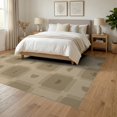 thumbnail image 3 of ODIKA 6'x9' Beige Natural Olive Geometric Grid Pattern Washable Area Rug Contemporary Rounded Square Motif with Abstract for Family Room, Living Mater Bedroom, Non-Slip, Easy Care, 3 of 7