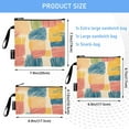 thumbnail image 3 of Haosy 3 Pack Reusable Ziploc Bags BPA Free Healthy Food Storage Bag Leakproof Sandwich Snack Freezer Bags Colorful Line Doodle Squares, 3 of 7