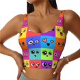 thumbnail image 2 of Haiem Doodle Faces Emotions Pattern Womens Sports Bra - U Neck Padded Low Impact Yoga Bra Workout Crop Top Gym Moisture-Wicking Workout Vest -Small, 2 of 9