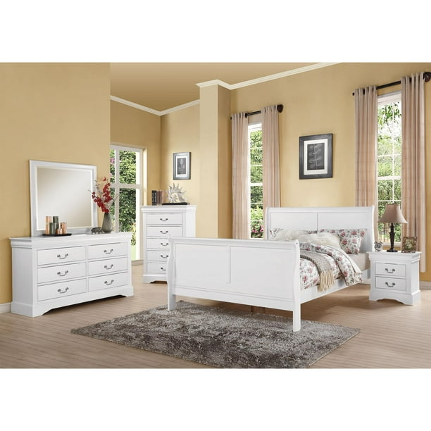 Acme Furniture Louis Philippe Iii White 4 Piece Bedroom Set Walmart Com Walmart Com