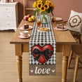 thumbnail image 2 of Bow on Red Heart Table Runner 120 Inches, Valentine's Day Love Black Beige Plaid Linen Bed Runner Dresser Scarves Tabletop for Indoor Outdoor Parties/Ceremony/Banquet, 13"x 120", 2 of 8