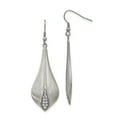 thumbnail image 1 of Stainless Steel Polished/Brushed CZ Shepherd Hook Earrings; for Adults and Teens; for Women and Men, 1 of 4