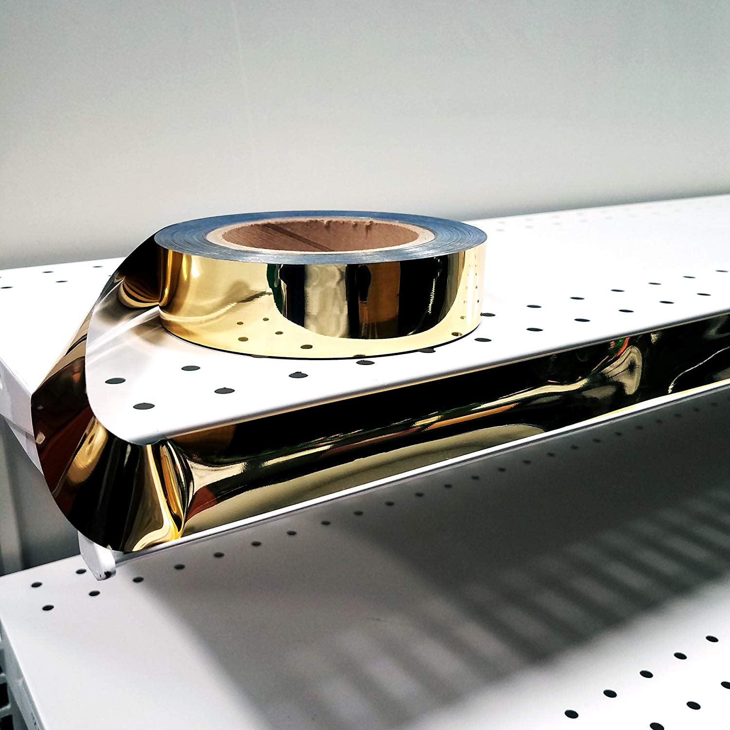 Decorative Gondola Shelving Vinyl Insert for Ticket Channel 130' x 1.25", 10 Pack, Gold