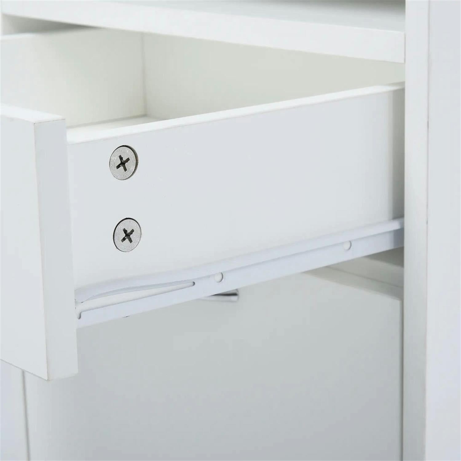 Demi Bonn Rolling Filing Cabinet with Castors, File Cabinet Printer Stand with Drawer and Cabinet for Home Office, White