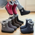 thumbnail image 4 of Women's Mid Calf Snow Boots Winter Warm Comfortable Non Slip Platform Boots Outdoor Fleece Lined High Top Work Shoes Black Size 9.5, 4 of 5