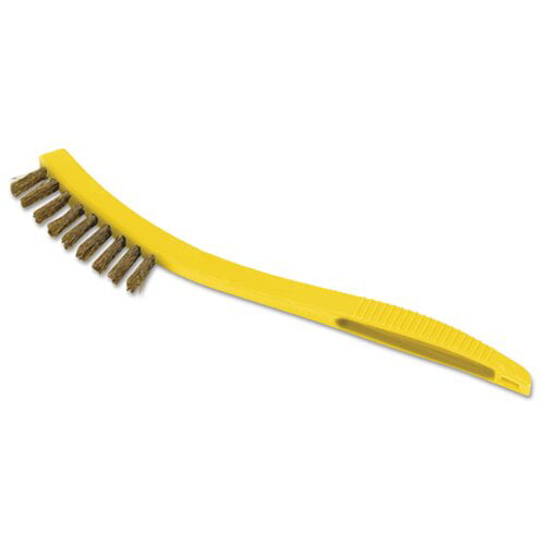 Metal-Fill Wire Scratch Brush with Yellow Plastic Handle Set of 12 