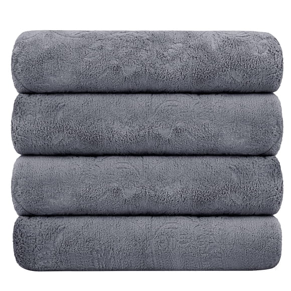 Toalla JML de microfibra, paquete de 4 unidades, 76 x 152 cm, color gris floral