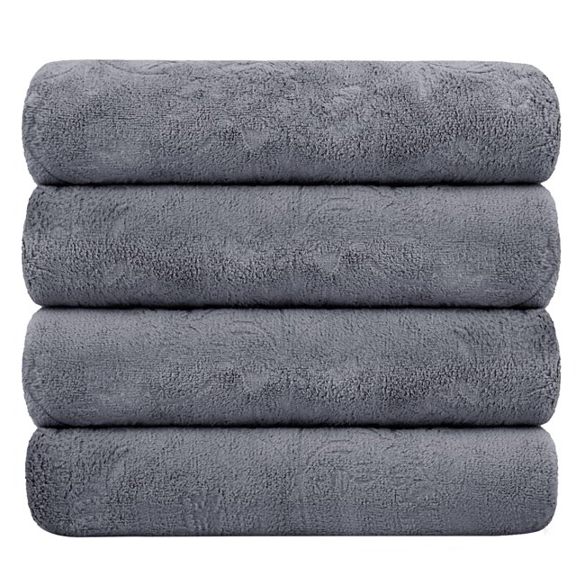 Toalla JML de microfibra, paquete de 4 unidades, 76 x 152 cm, color gris floral