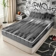 thumbnail image 3 of Erosebridal Modern Brush Stroke Zipper Queen Comforter Set with Fitted Sheet and 2 Pillowcases for Boys Girls, Oil Printing Texture Print Zipper Bedding Set, Gray Reversible, 4 Pieces, 3 of 7