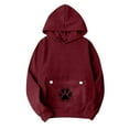 thumbnail image 6 of Women's Trendy Hoodies Pet Pouch Sweatshirt Pullover Long Sleeve Casual Loose Hooded Tops Gift for Dog Cat Lovers (M, Wine), 6 of 7