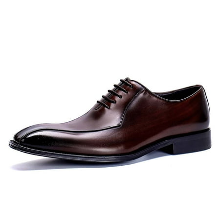 

Men‘s Genuine Leather Square Toe Oxford Anti-skid Rubber In Sole Lace Up Formal Dress Shoes For Wedding Party Valentine Day Gift