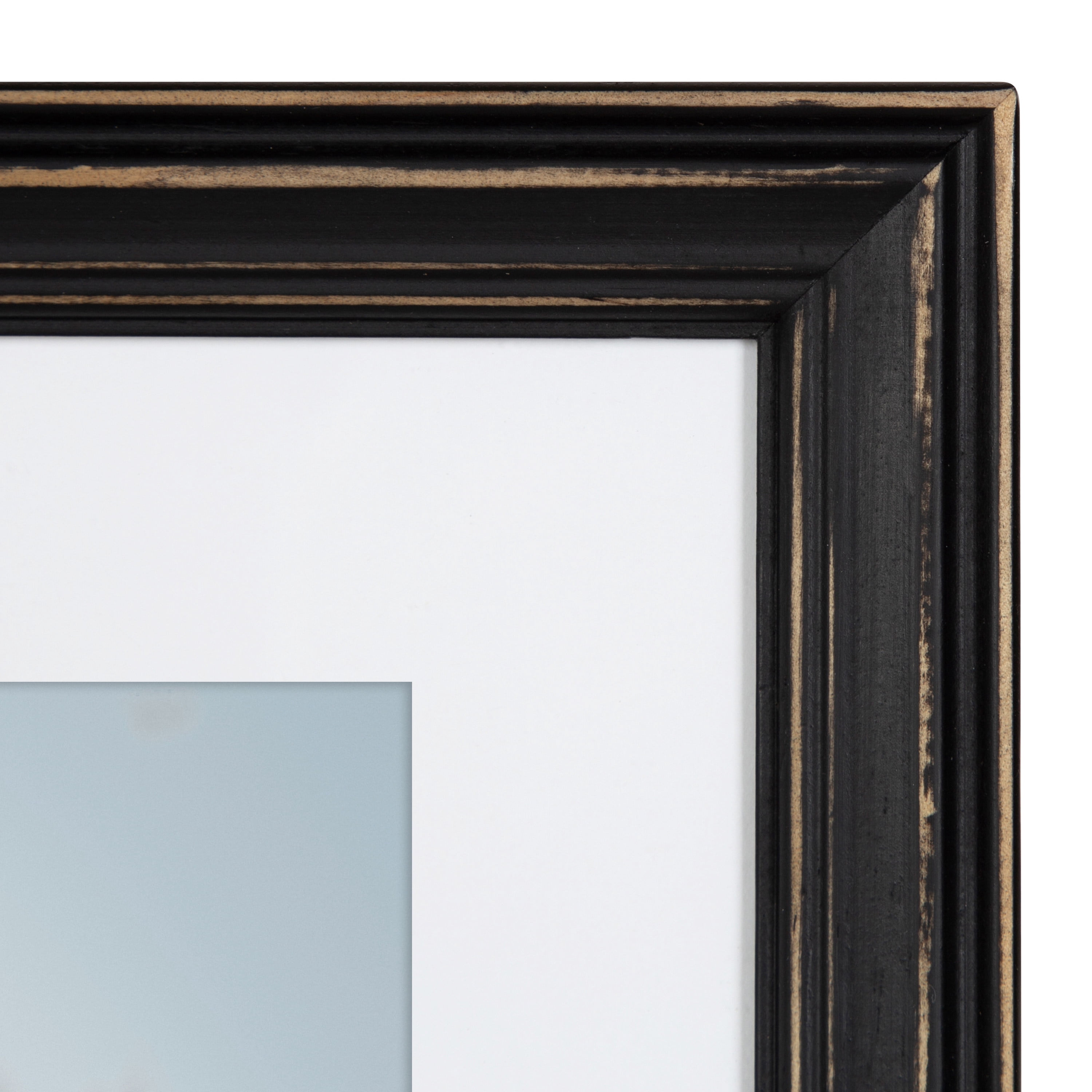 Kate and Laurel Bordeaux Casual Gallery Frame Wall Kit, Set of 6, Distressed Black, Chic Photo Frames for Wall