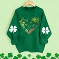 thumbnail image 2 of Womens St Patricks Day Sweatshirt, Green Clover Heart Print Pullover, Soft Polyester Holiday Top with Shamrock Sleeves, Relaxed Fit S-XXL,Size M, 2 of 5
