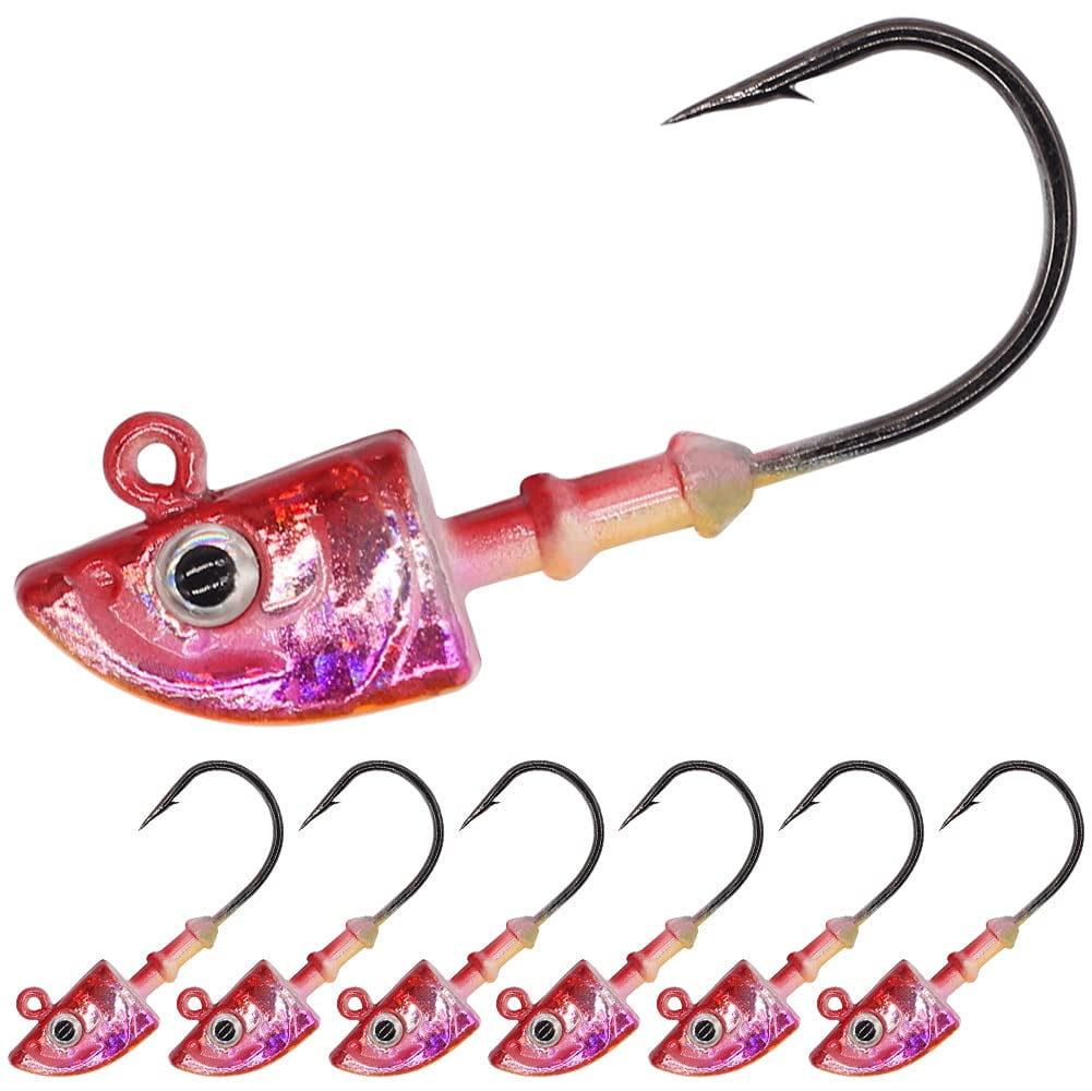 SwimbaitJigHeadMinnowFishHeadJigforFishing (Metallic Red 6 Pack