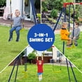 thumbnail image 5 of OLAKIDS Swing Sets for Backyard, Outdoor 3 in 1 A-Frame Heavy Duty Metal Stand for Kids and Adults, 440LBS Playground Activity Playset with Swing Seat, Glider, Trapeze Rings for Toddlers, 5 of 8