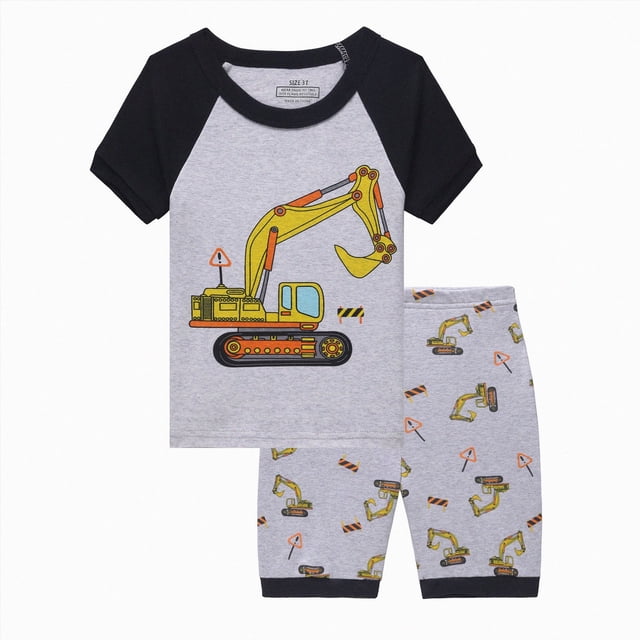 Splozh Short de Pyjama Garçons Garçons Ensemble de Shorts à Manches Courtes Confortable Mode Dessin Animé Ensemble de Shorts à Manches Courtes,Noir,5-6 Ans