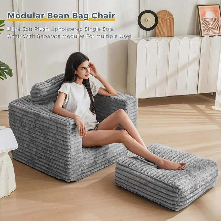 GOODONE Bean Bag Chair,Bean Bag Sofa with Pillows and Armrests