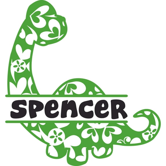 Cute Dino Dinosaur Customized Wall Decal - Custom Vinyl Wall Art - Personalized Name - Baby Girls Boys Kids Nursery Daycare Bedroom Wall Decal Room Decor Wall Stickers Decoration Size (20x20 inch)