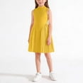 thumbnail image 4 of Kids Girls Summer Dress Sleeveless Turtleneck with Necklace, Yellow A-Line Pleated Party and Casual Dress, Fit and Flare for Kids 2T-8 Years,Size 2-3 T, 4 of 8