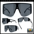 thumbnail image 2 of Womens Oversized Shield Curved Wrap Flat Top Half Rim Plastic Sunglasses All Black, 2 of 8