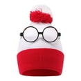 thumbnail image 5 of Red White Beanie Waldo Hat Christmas Pom Pom Striped Knit Hat with Glasses, 5 of 7