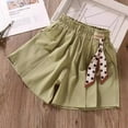 thumbnail image 3 of WRTFVZA Girls Shorts Size 7-8 Years Kids Summer Elastic Waist Wide Leg Casual Uniform Shorts with Pockets #Green, 3 of 4