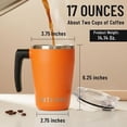 thumbnail image 2 of OUTSIDER The AM 17 oz Stainless Steel Vacuum Insulated Coffee Mug with 180° Rotating Swivel Handle and Lockable Spill Proof Lid – Travel Tumbler for Outdoor, Home & Office - Blaze Orange, 2 of 8