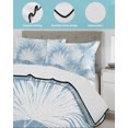 thumbnail image 3 of Full Size Quilt Bedding Set, Sky Blue Palm Leaves Coastal Reversible Summer Quilt 3 Pieces, Summer Tropical Botanical Lightweight Bedspreads Coverlets with 2 Pillow Shams for All Seasons, 3 of 5