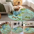 thumbnail image 6 of Blue Spring Floral Large Area Rugs for Bedroom Living Room, Soft Non Slip Carpet Bedside Rug, Green Summer Botanical Butterfly Round Floor Cover Kitchen Accent Rug 3' for Dining Room/Office, 6 of 9