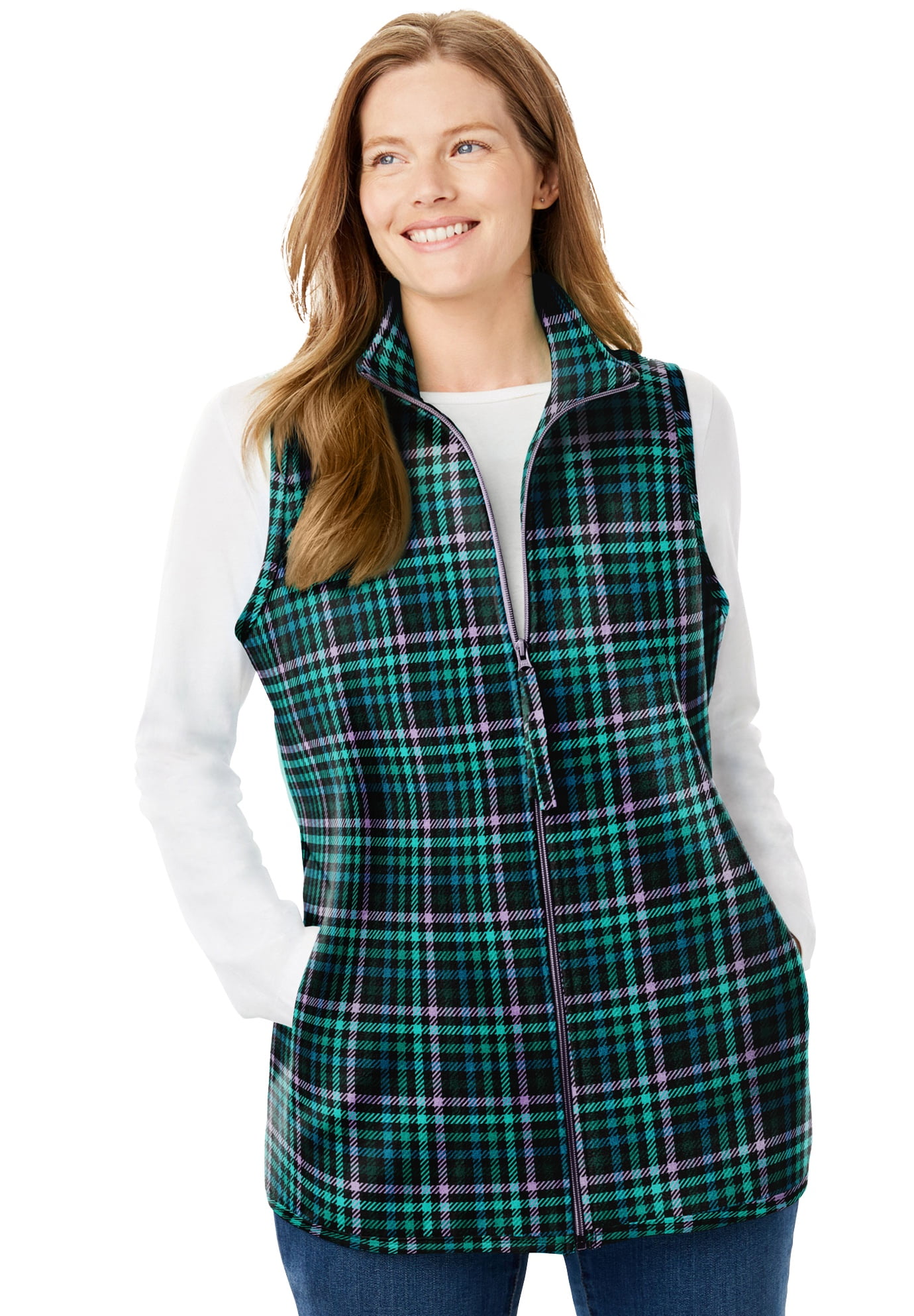 Woman Within Women's Plus Size ZipFront Microfleece Vest Vest