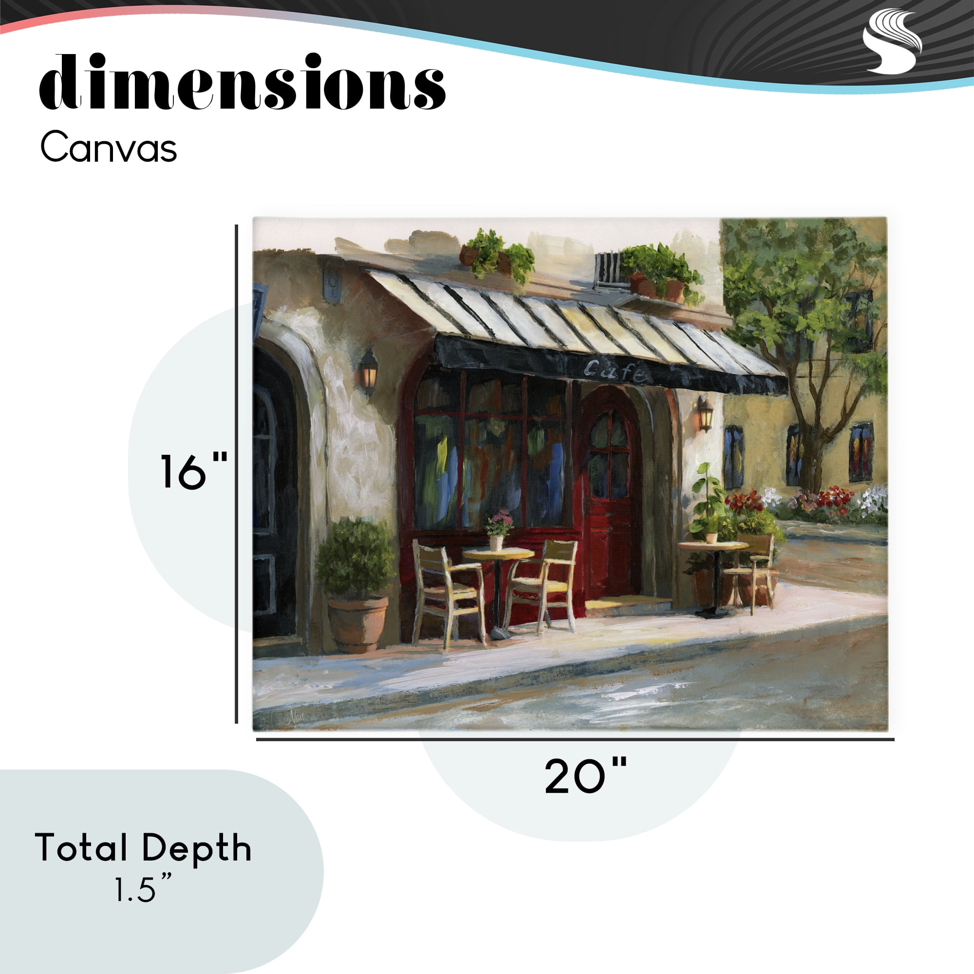 Stupell Industries Charming Sidewalk Cafe Tables Canvas Wall Art, design by Nan